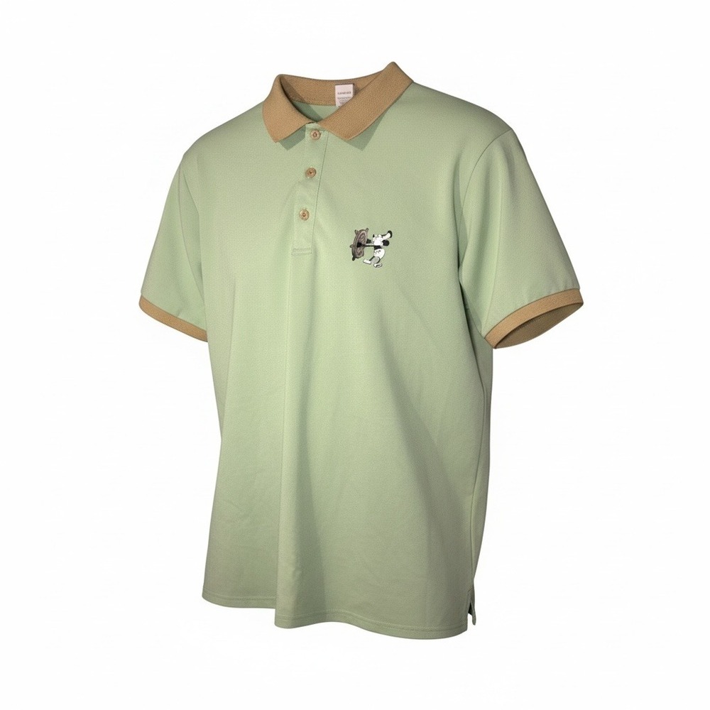 Unbranded Steamboat Willie Mickey Polo Mens Size M Green Graphic Pique